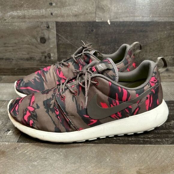 Nike Men’s Size 11.5 Roshe Run Running Shoes Petra Brown Tiger Camo GPX - Picture 4 of 8